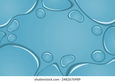 Líquido Borde de agua gotas de lluvia en la ventana. Anuncio de condensación de ducha sobre vidrio. Marco de gotas realista