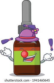 A liquid bottle cartoon design style love playing juggling. Vector illustration