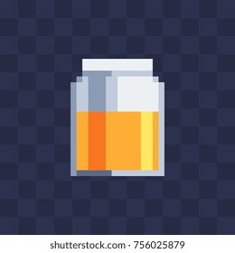 Liquid bottle icon. Isolated vector illustration. Pixel art style. 8-bit sprite. Old school computer graphic style.