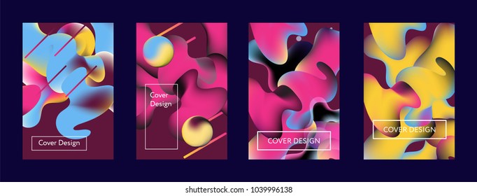 Liquid bright color covers set. Fluid shapes composition. Set of colorful futuristic shapes for futuristic design posters. Eps10 vector.