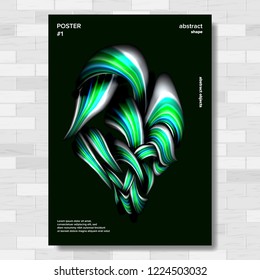 Liquid, Brush Poster Vector. Vibrant Gradients Shape. Surreal Graphic. Illustration
