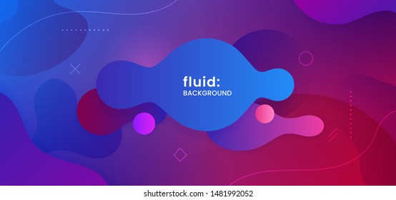 Liquid bubble dynamic wavy geometric shape abstract background. cool gradient color fluid with dot line creative design element. Trendy modern banner template vector illustration.
