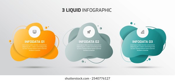 Liquid Business Infographic Template mit Farbverlauf-Symbol und 3 Optionen