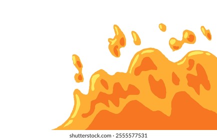 Liquid Caramel Splash. Orange Pineapple Juice Splash. Mango Juice Splash. Cartoon Style Liquid Vector Illustration.