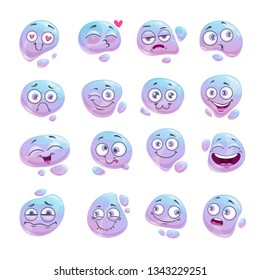 Liquid cartoon blobs set. Transparent bubbles collection. Vector icons.