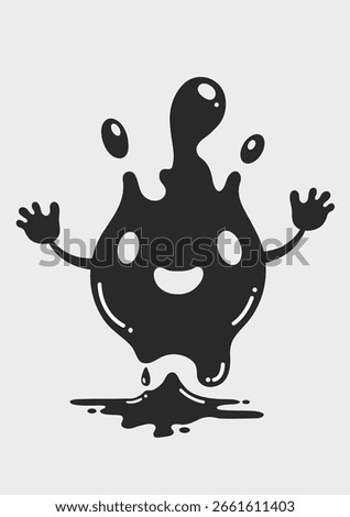 Liquid Cartoon character blot. Cute liquid smiling monster. Vector illustration. EPS -10.