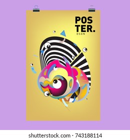 Abstract Colorful Liquid Cartoon Character Cover and Poster Design Template. 3d Gradient Line Shape and Pattern Layout Design Template.