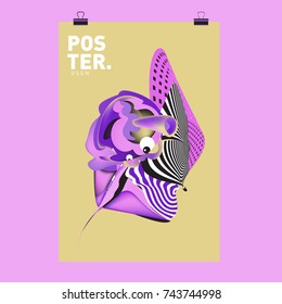 Abstract Colorful Liquid Cartoon Character Cover and Poster Design Template. 3d Gradient Line Shape and Pattern Layout Design Template.