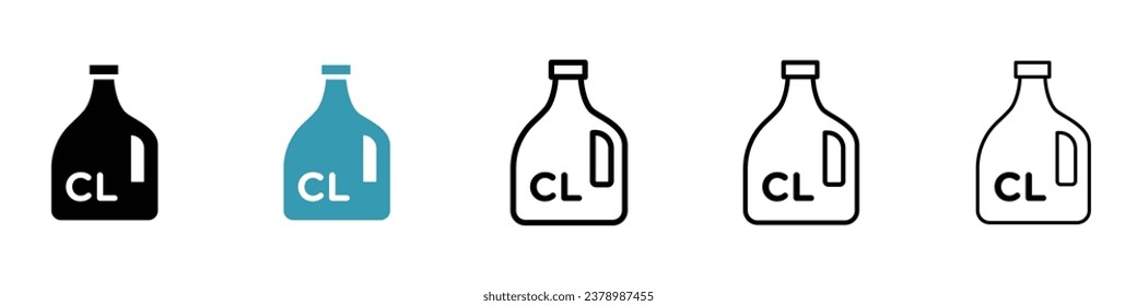 conjunto de iconos de la línea delgada del vector químico del cloro líquido. símbolo vectorial de cloro de limpieza de agua de piscina para diseños de web ui