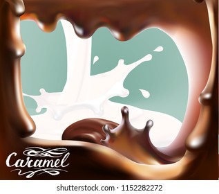 liquid chocolate, caramel or cocoa illustration vector