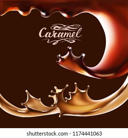 liquid chocolate, caramel or cocoa illustration texture vector ice cream cone 3d illustration
