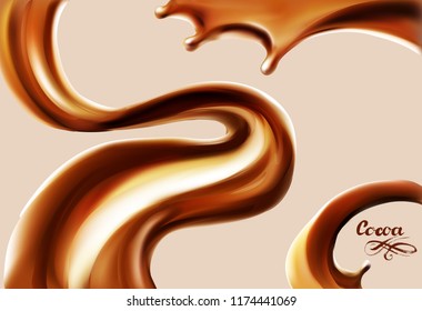 liquid chocolate, caramel or cocoa illustration texture vector ice cream cone 3d illustration
