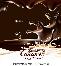 liquid chocolate, caramel or cocoa illustration texture vector ice cream cone 3d illustration