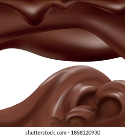 liquid chocolate, caramel or cocoa illustration texture  ice cream cone 3d illustration 3d rendering  vector
