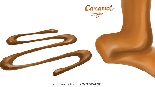 liquid chocolate, caramel or cocoa illustration vector