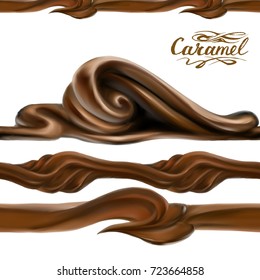 liquid chocolate, caramel or cocoa illustration seamless texture vector