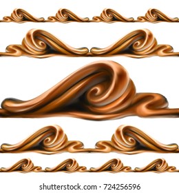 liquid chocolate, caramel or cocoa illustration seamless texture vector sweet caramel
