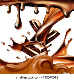 liquid chocolate, caramel or cocoa illustration vector