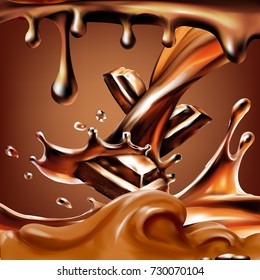liquid chocolate, caramel or cocoa illustration vector