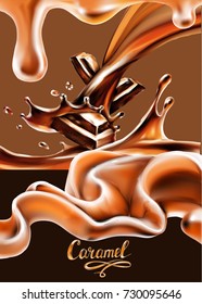 liquid chocolate, caramel or cocoa illustration vector