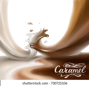 liquid chocolate, caramel or cocoa illustration vector