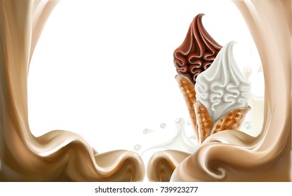 liquid chocolate, caramel or cocoa illustration vector