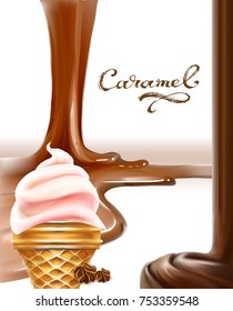 liquid chocolate, caramel or cocoa illustration vector