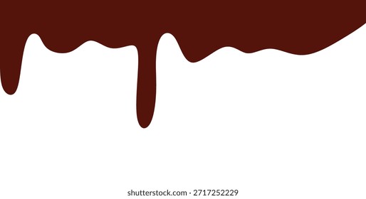 Efeito de gotejamento de chocolate líquido. Ilustração de vetor de chocolate derretido. Fundo branco isolado