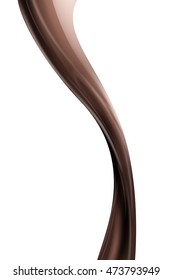 Liquid chocolate flow on white background. Realistic vector