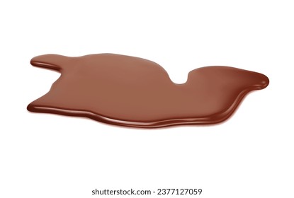 charco de chocolate líquido, derrame de leche de choco marrón, fondo vectorial aislado realista. Bebida de chocolate dulce postre mancha de charco o fundición fundida de jarabe de caramelo y mantequilla de cacao crema