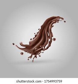 Liquid chocolate splash on a gray background