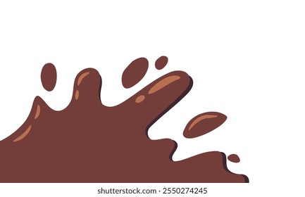 liquid chocolate splashing on white background. wavy choco splash. chocolate milkshake cartoon style.