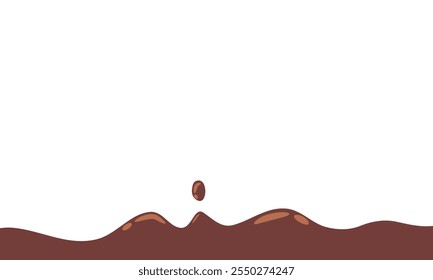 liquid chocolate splashing on white background. wavy choco splash. chocolate milkshake cartoon style.