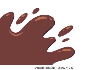 liquid chocolate splashing on white background. wavy choco splash. chocolate milkshake cartoon style.