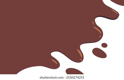 liquid chocolate splashing on white background. wavy choco splash. chocolate milkshake cartoon style.