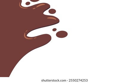 liquid chocolate splashing on white background. wavy choco splash. chocolate milkshake cartoon style.