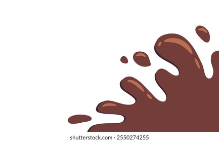 liquid chocolate splashing on white background. wavy choco splash. chocolate milkshake cartoon style.