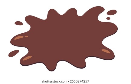 liquid chocolate splashing on white background. wavy choco splash. chocolate milkshake cartoon style.