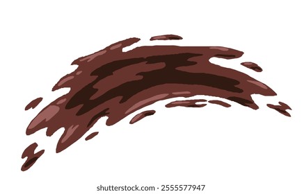 liquid chocolate splashing on white background. wavy choco splash. chocolate milkshake cartoon style.