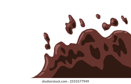 liquid chocolate splashing on white background. wavy choco splash. chocolate milkshake cartoon style.