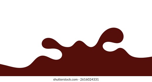 liquid chocolate splashing on white background. wavy choco splash. chocolate milkshake in flat style.