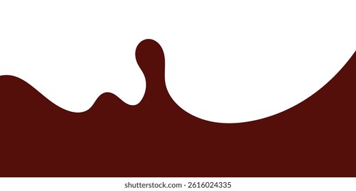 liquid chocolate splashing on white background. wavy choco splash. chocolate milkshake in flat style.