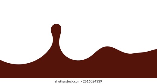 liquid chocolate splashing on white background. wavy choco splash. chocolate milkshake in flat style.
