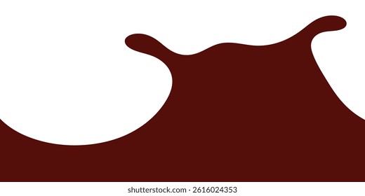 liquid chocolate splashing on white background. wavy choco splash. chocolate milkshake in flat style.