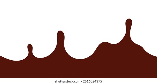 liquid chocolate splashing on white background. wavy choco splash. chocolate milkshake in flat style.