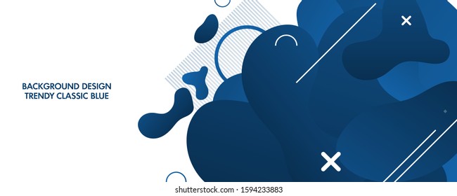 Liquid classic blue color gradient shapes background design fluid composition futuristic
