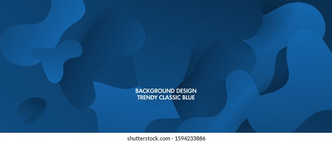 Liquid classic blue color gradient shapes background design fluid composition futuristic