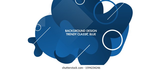 Liquid classic blue color gradient shapes background design fluid composition futuristic