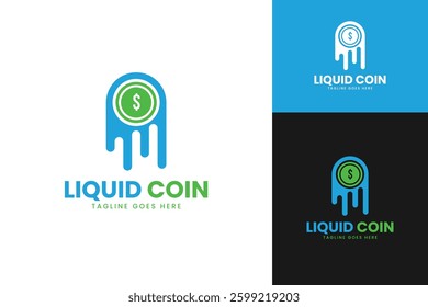 Liquid coin logo design template vector illustration