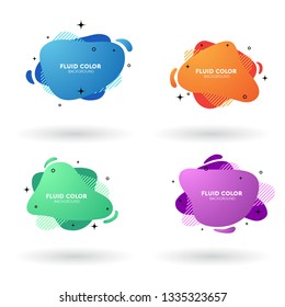 Liquid color abstract banner set. Geometric fluid gradient with diferent colors. Gradient element for flyer, logo, banner or social post. Trendy modern elements abstract background. Eps10.